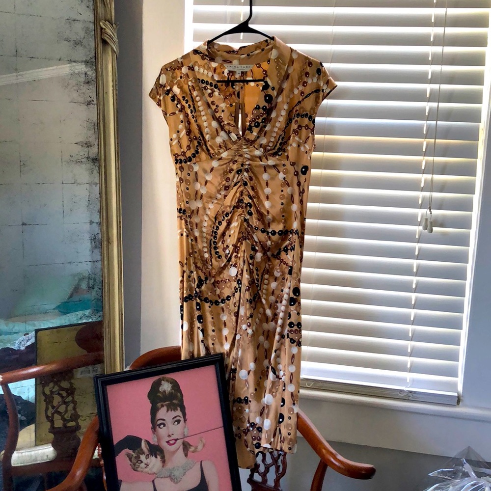 TRINA TURK SZ 4 Silk Dress ( shades of gold) Class